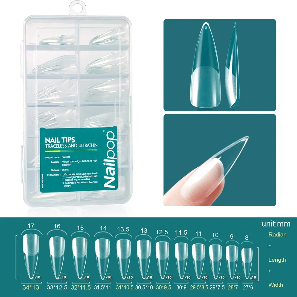 Nailpop 120pcs/box Gel X Nail Tips Medium Short Almond Shape