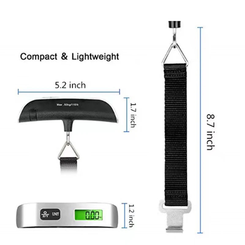 Portable Scale Digital LCD Display 110lb/50kg Electronic Luggage Hanging Suitcase