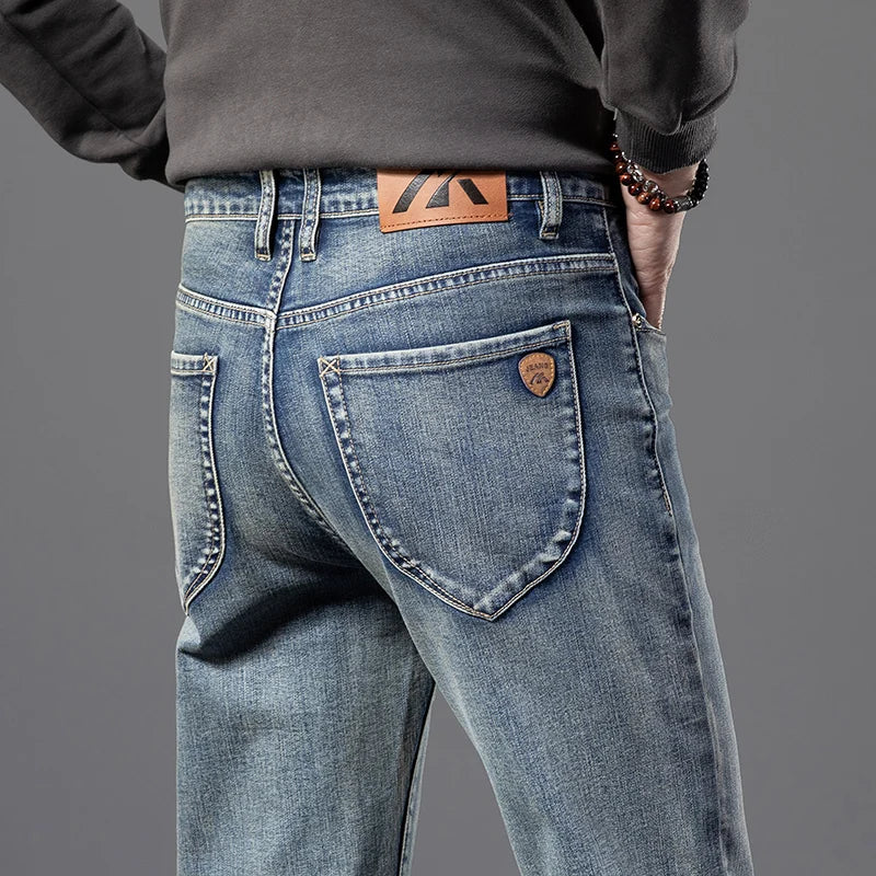 Premium Men's Fit Straight Casual Trousers Vintage Cotton Stretch Jeans