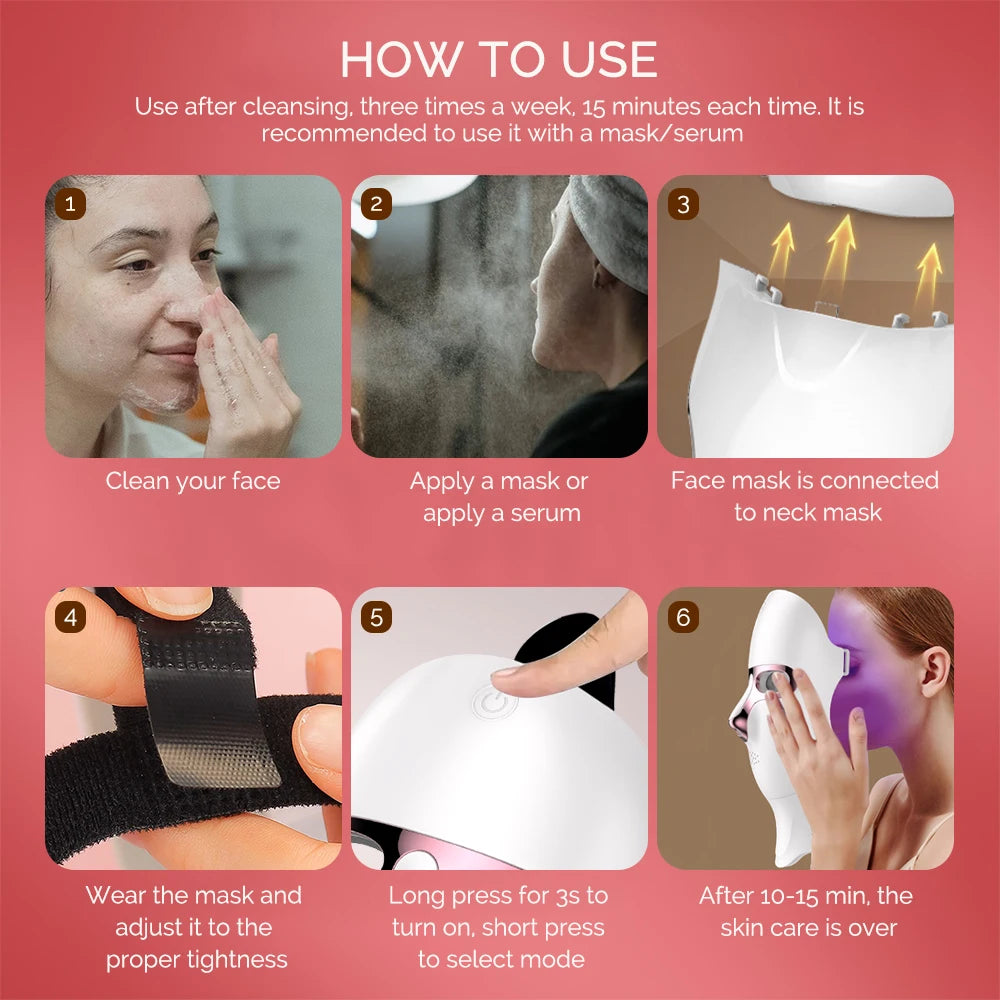 7 Colors LED Lifting Rechargeable Face Neck Mask