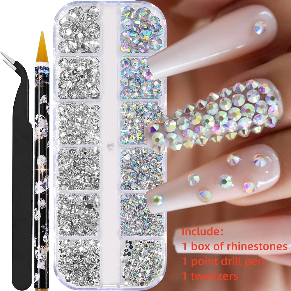 12Gird 3D Glass Crystal Nail Art