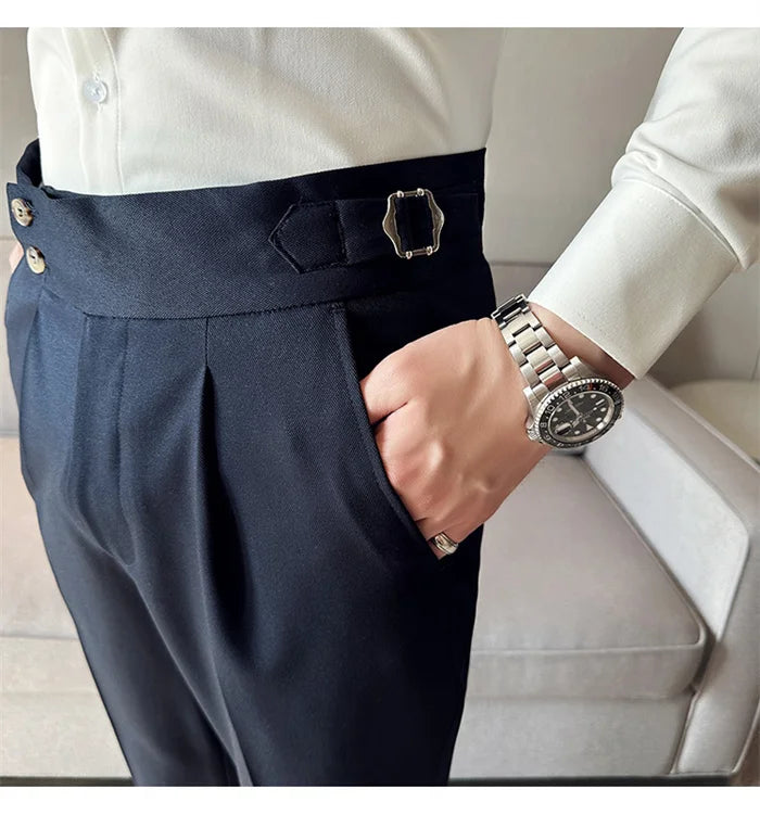 Men’s Slim Dress Pants – Adjustable Waist Business & Wedding Style