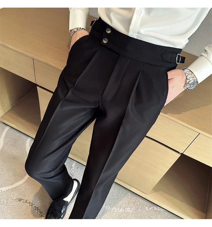 Men’s Slim Dress Pants – Adjustable Waist Business & Wedding Style