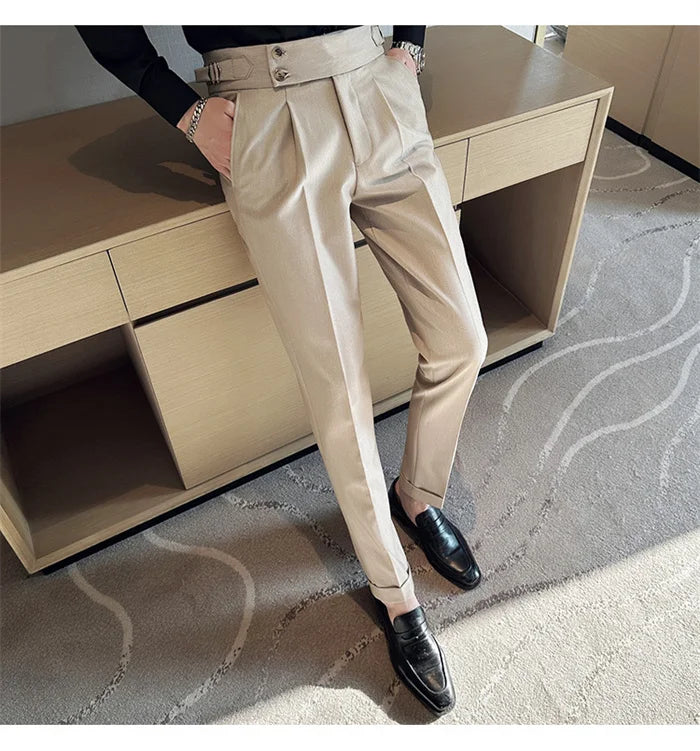 Men’s Slim Dress Pants – Adjustable Waist Business & Wedding Style