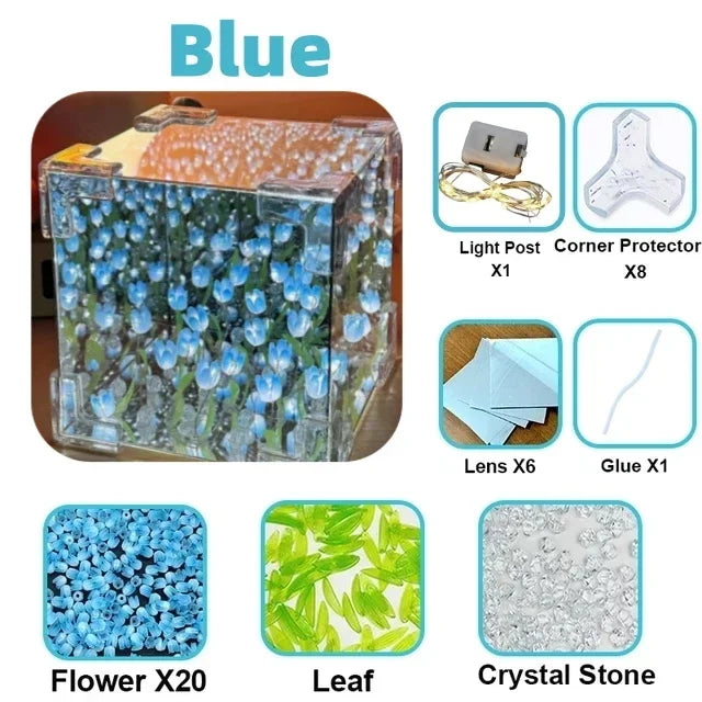 Tulip Mirror Cube Lamp Simulation Flower