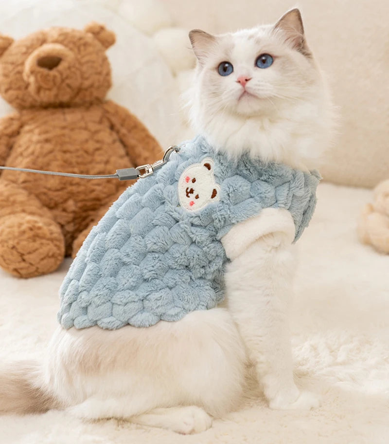 Winter Warm Cat Clothes Sweater with Buckle