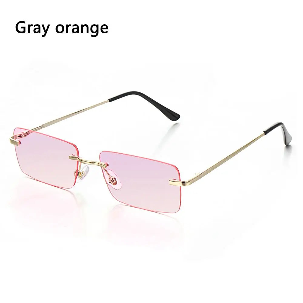 Trendy Rectangle  Rimless Punk Sunglasses UV400