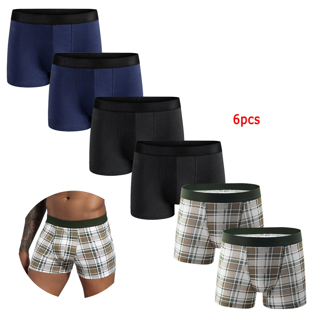 6-Pack Men’s Cotton Boxer Briefs – Luxury Underwear Set