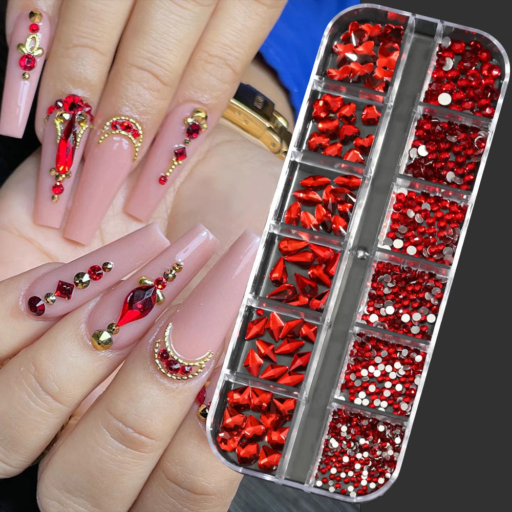 12Gird 3D Glass Crystal Nail Art