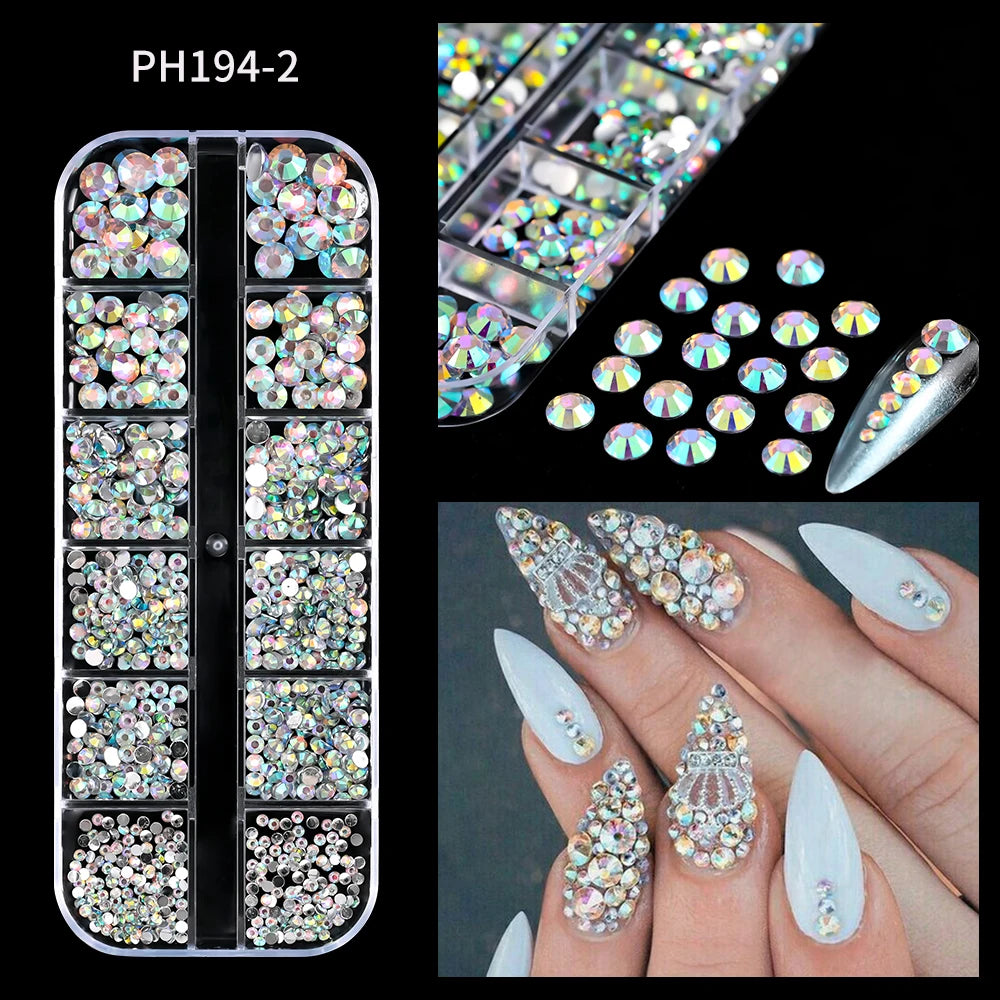 12Gird 3D Glass Crystal Nail Art