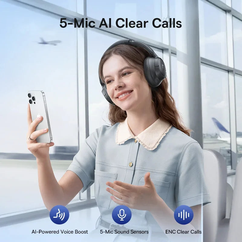 Baseus EH10 NC wireless headphones with adaptive noise canceling, Hi-Res audio, Bluetooth 6.0, and 80-hour battery.