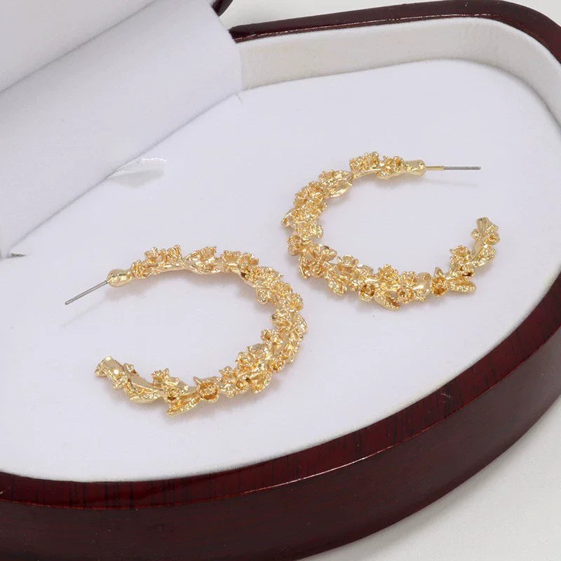 Trendy Rose Flower Semicircle Earrings for Women