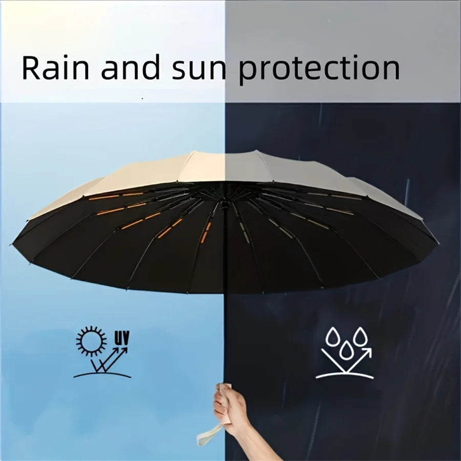 Black Automatic Folding Umbrella with UV Protection & Durable Frame