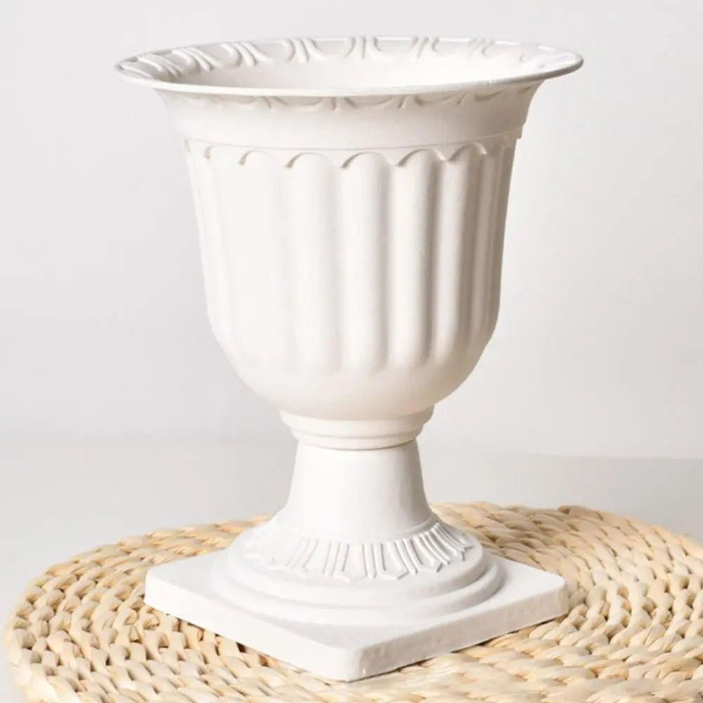 2pcs White Plastic Containers Flowerpot Roman Wedding