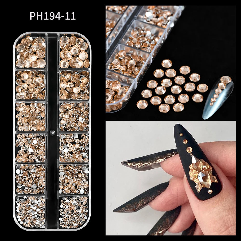 12Gird 3D Glass Crystal Nail Art