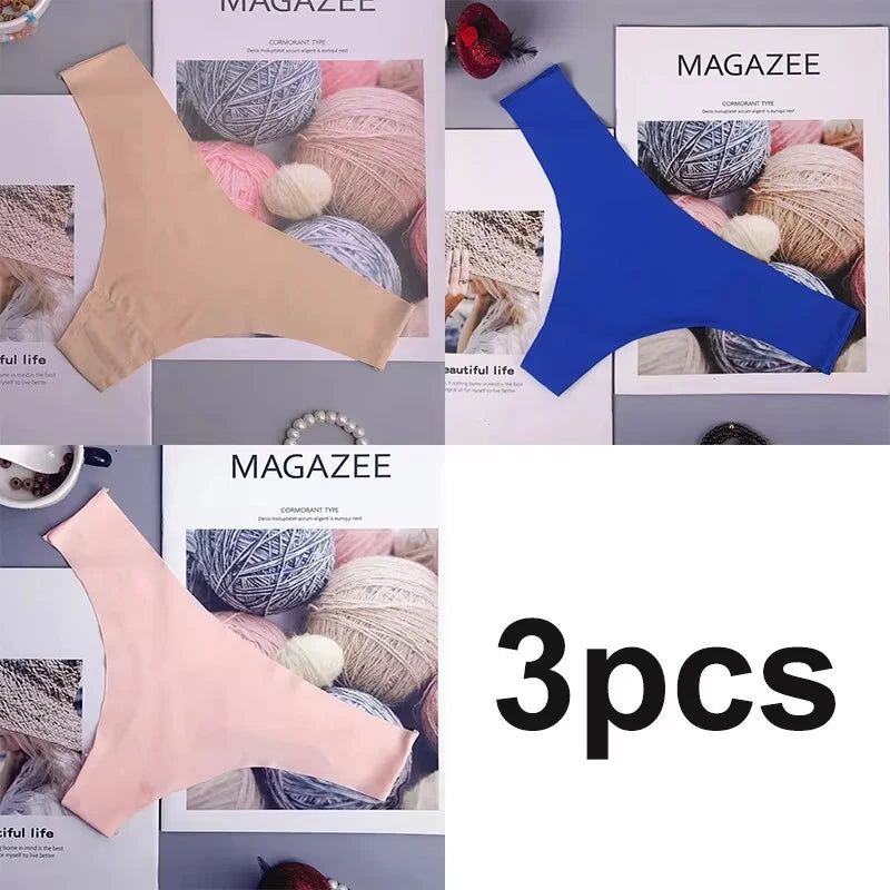 3PCS Women's Panties Ice Silk Underwear