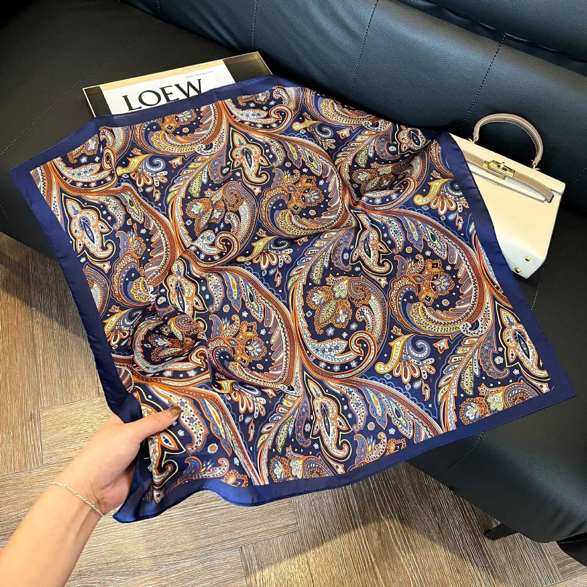 Luxury  Square Scarf Soft Satin For Women