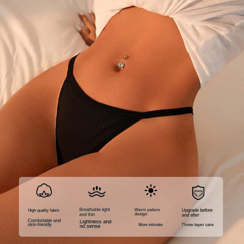 5-Pack Women’s Cotton Thong Panties – Low Waist Breathable Lingerie