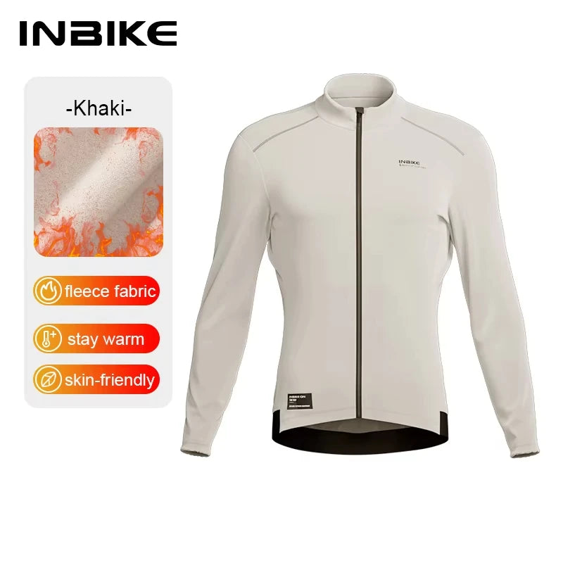 INBIKE Men’s Winter Thermal Cycling Jersey – Fleece Long Sleeve with 3 Rear Pockets