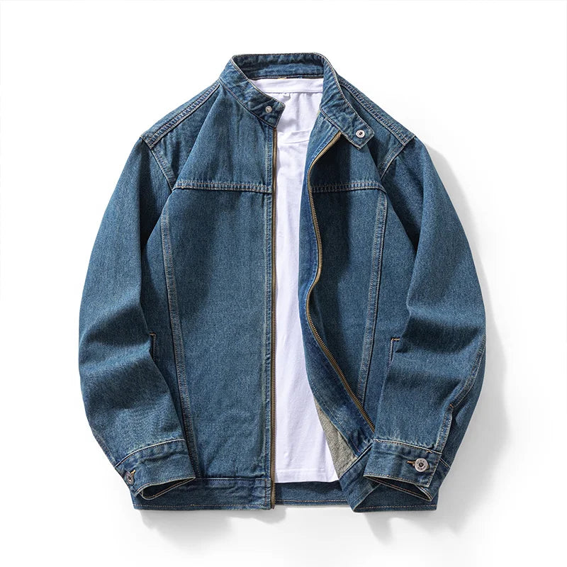 Men’s Casual Denim Jacket – Zipper Loose High Street Workwear