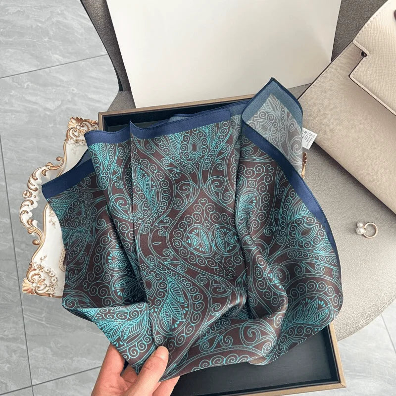 Luxury  Square Scarf Soft Satin For Women