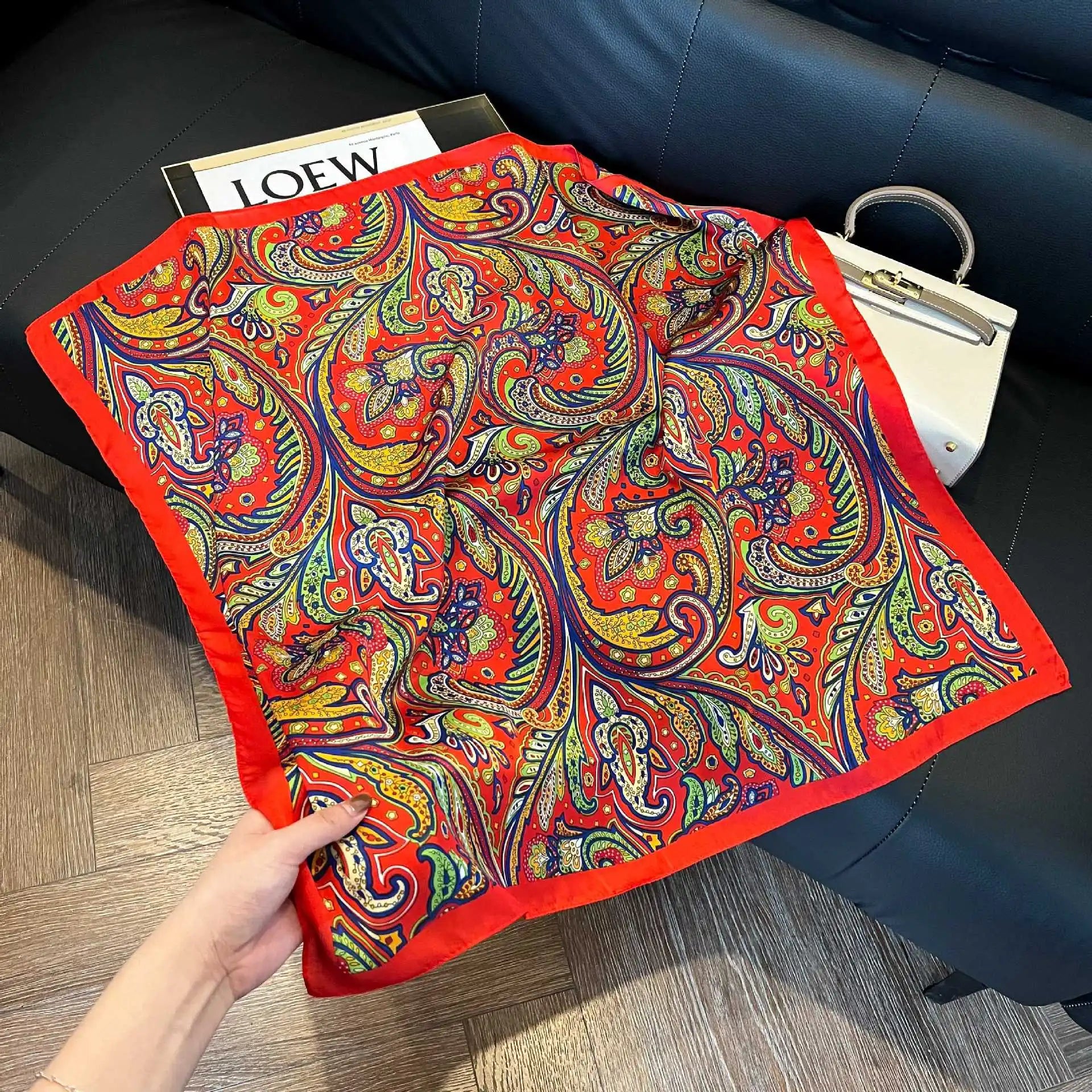 Luxury  Square Scarf Soft Satin For Women