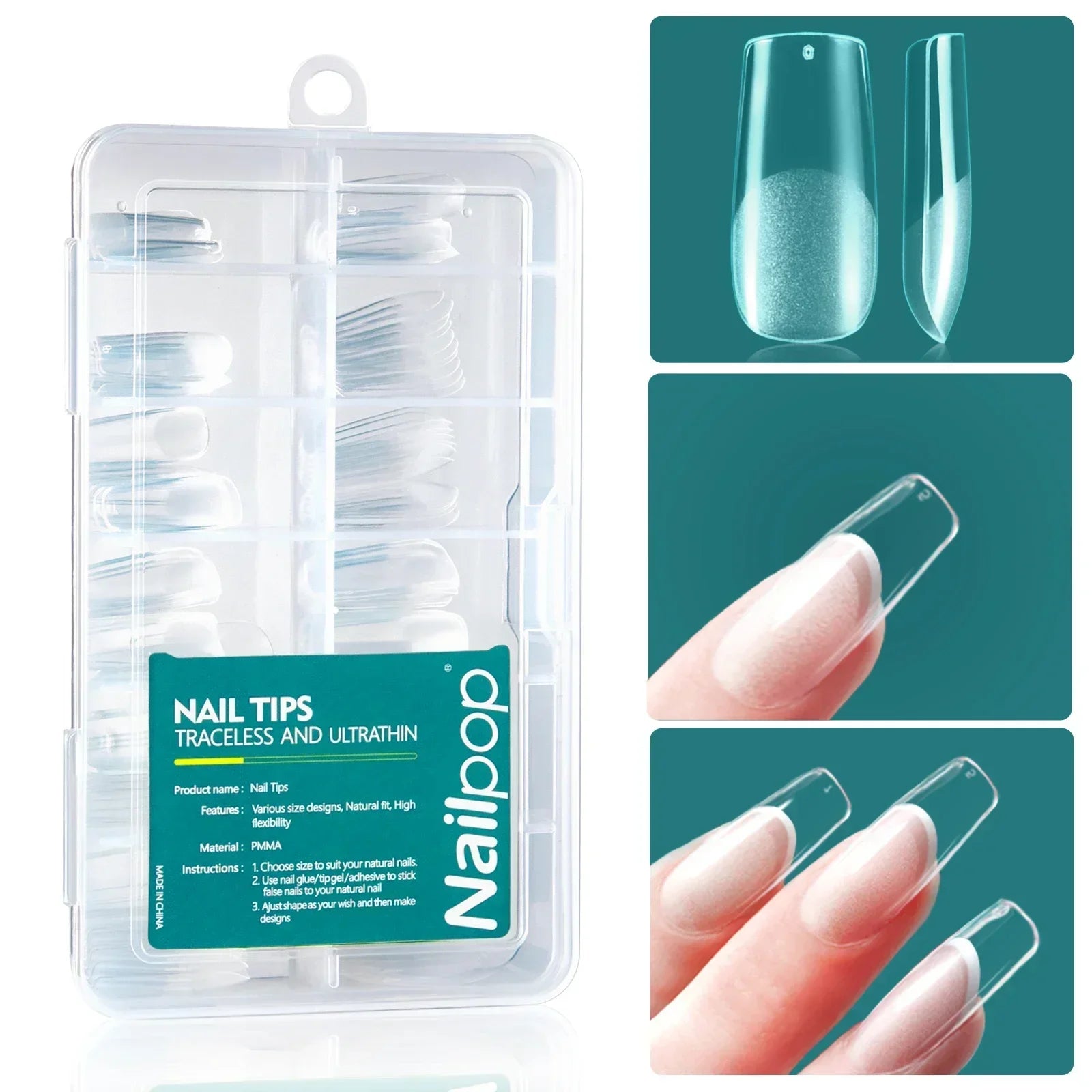 Nailpop 120pcs/box Gel X Nail Tips Medium Short Almond Shape