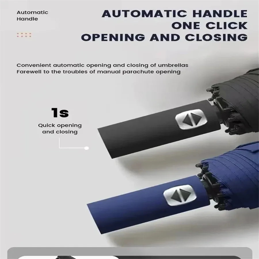 Black Automatic Folding Umbrella with UV Protection & Durable Frame
