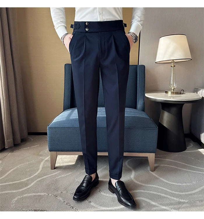 Men’s Slim Dress Pants – Adjustable Waist Business & Wedding Style