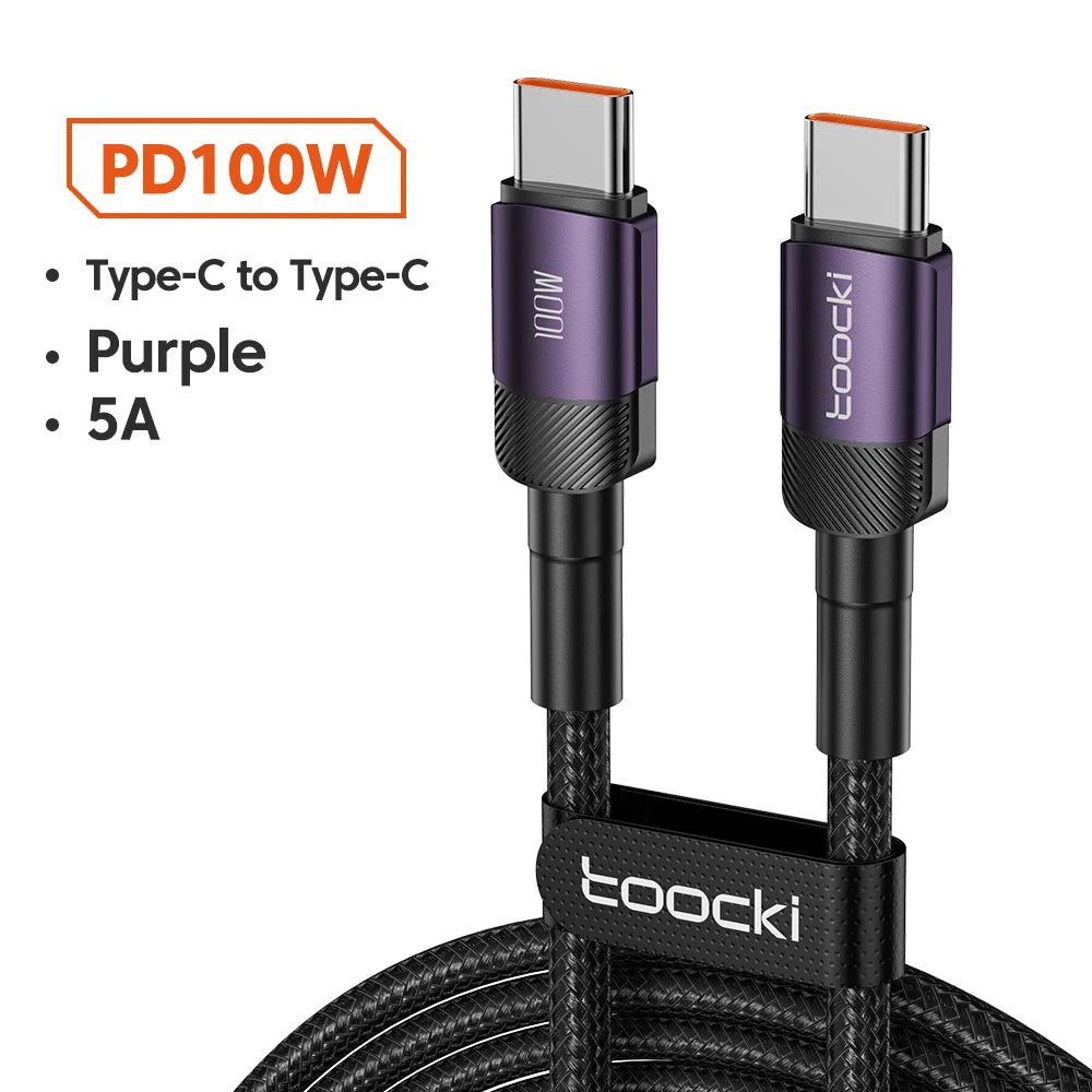 Toocki 100W Type C to USB C Cable PD Quick Charge 4.0