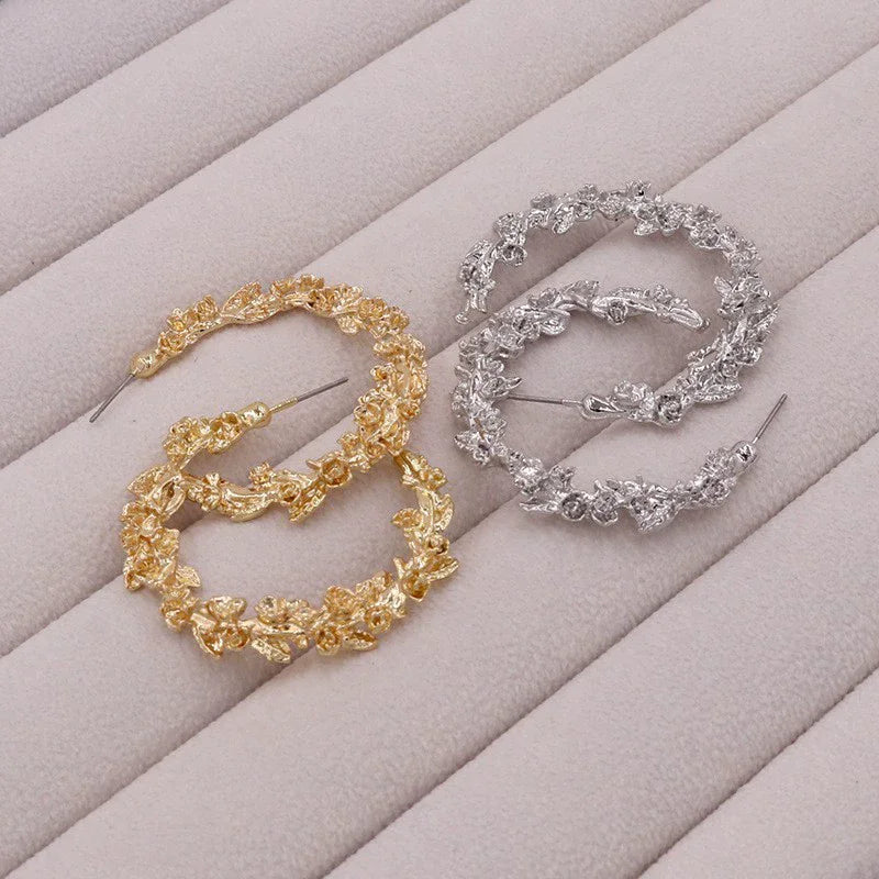 Trendy Rose Flower Semicircle Earrings for Women