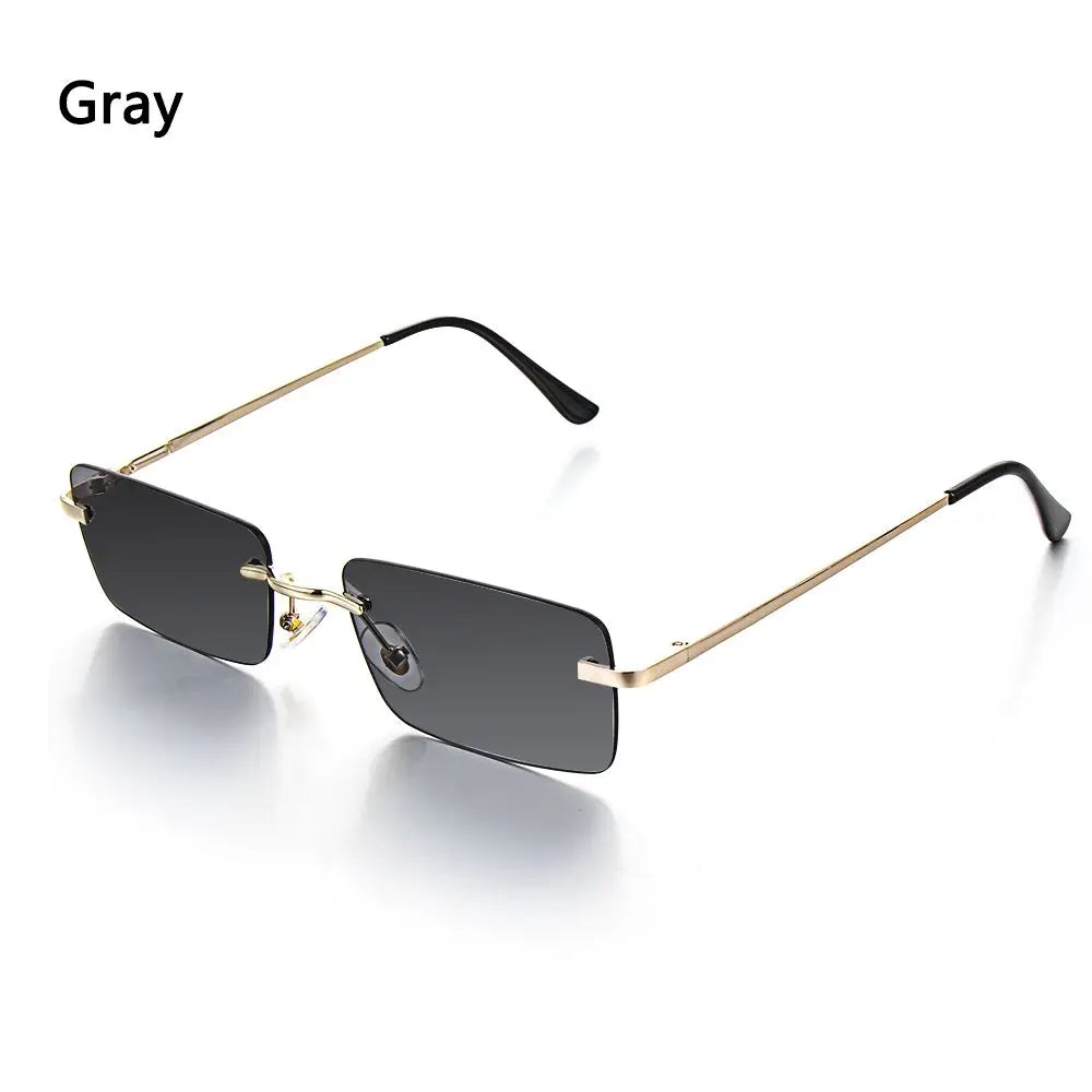 Trendy Rectangle  Rimless Punk Sunglasses UV400