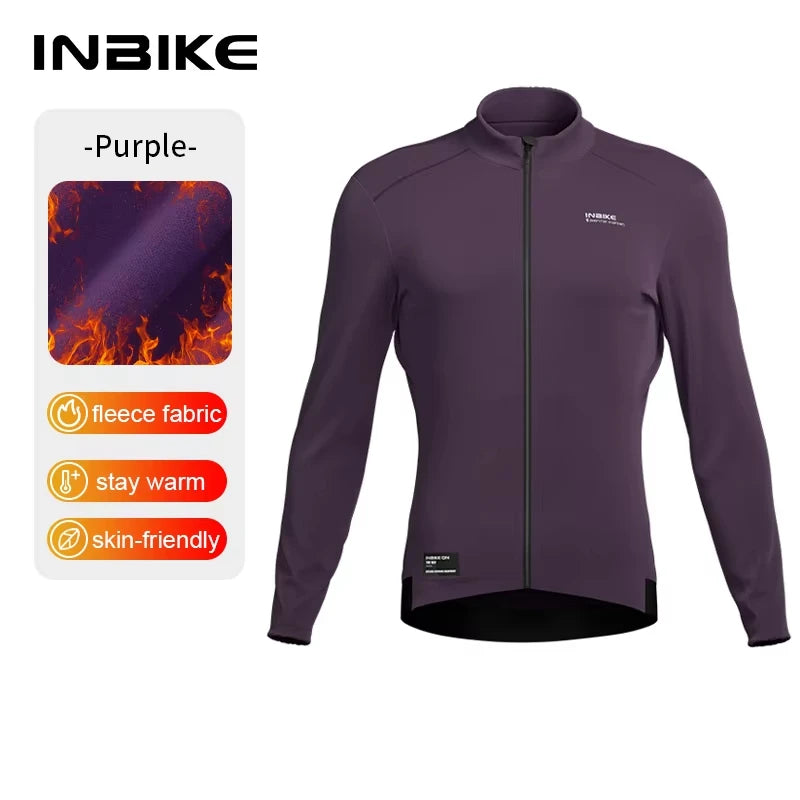 INBIKE Men’s Winter Thermal Cycling Jersey – Fleece Long Sleeve with 3 Rear Pockets
