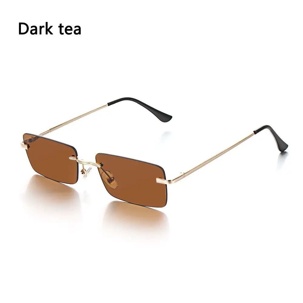 Trendy Rectangle  Rimless Punk Sunglasses UV400