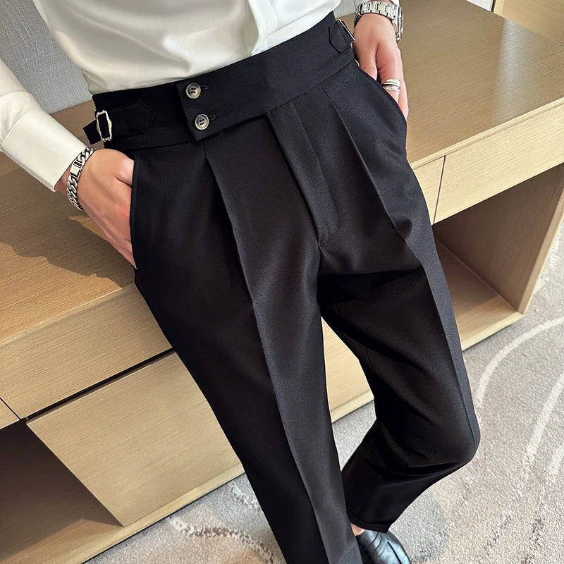 Men’s Slim Dress Pants – Adjustable Waist Business & Wedding Style