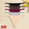 5-Pack Women’s Cotton Thong Panties – Low Waist Breathable Lingerie