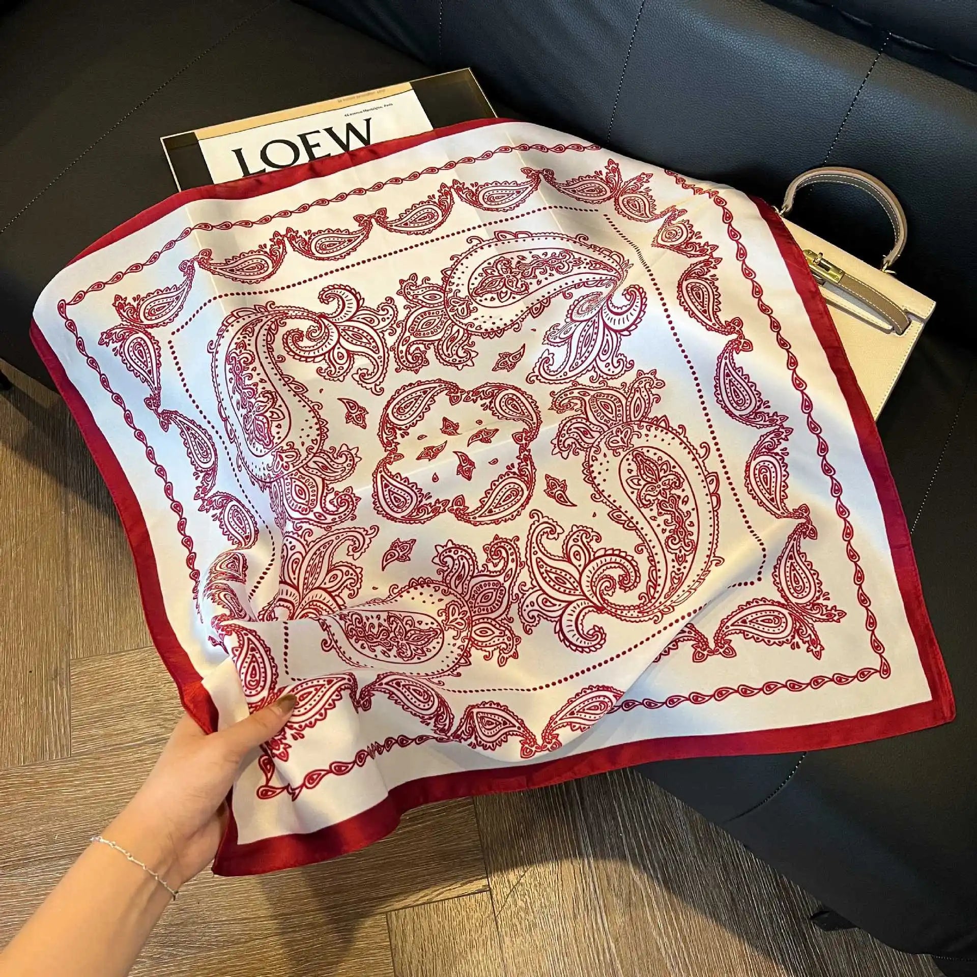 Luxury  Square Scarf Soft Satin For Women