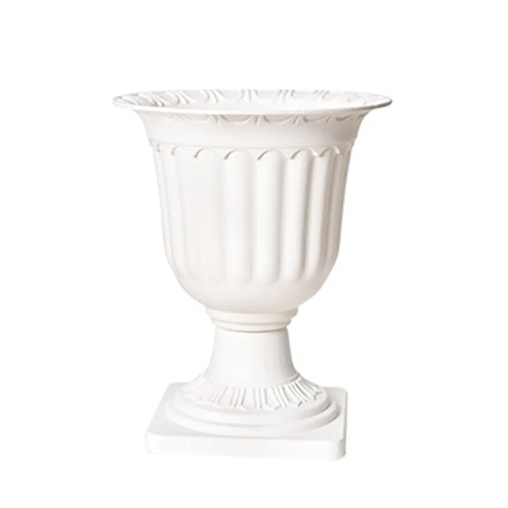 2pcs White Plastic Containers Flowerpot Roman Wedding