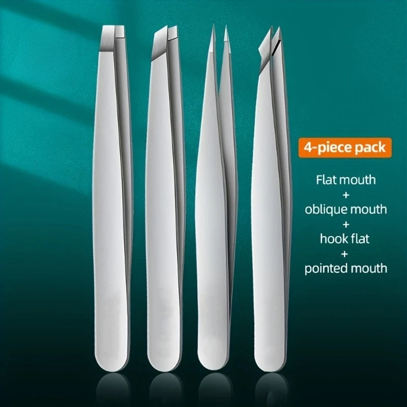 Stainless Steel Eyebrow Tweezers Set 4 Pcs  Eyebrow