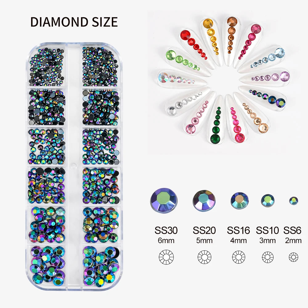 12Gird 3D Glass Crystal Nail Art