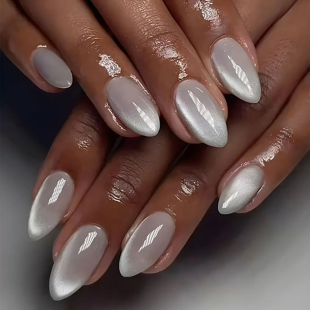 24pcs French Almond Press on Nails