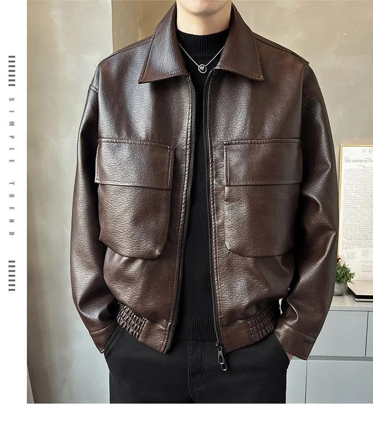 Men’s PU Leather Motorcycle Jacket