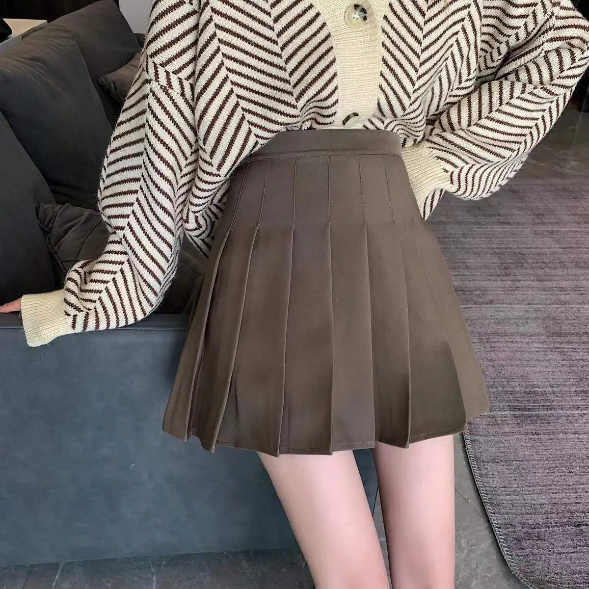 Kawaii Pink Plaid Pleated Mini Skirt (High-Waist Japanese School Style)