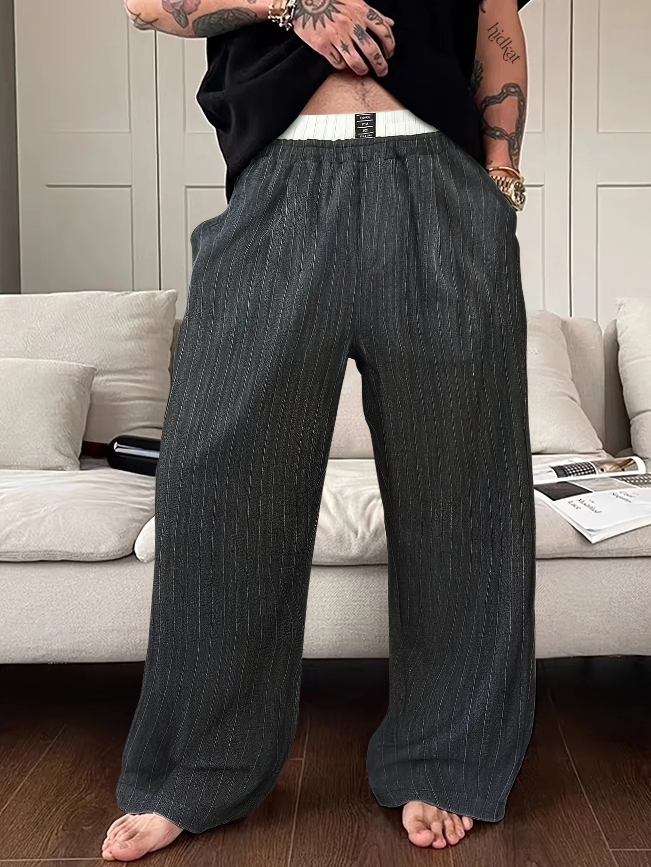 Men’s Double Waist Wide-Leg Trousers