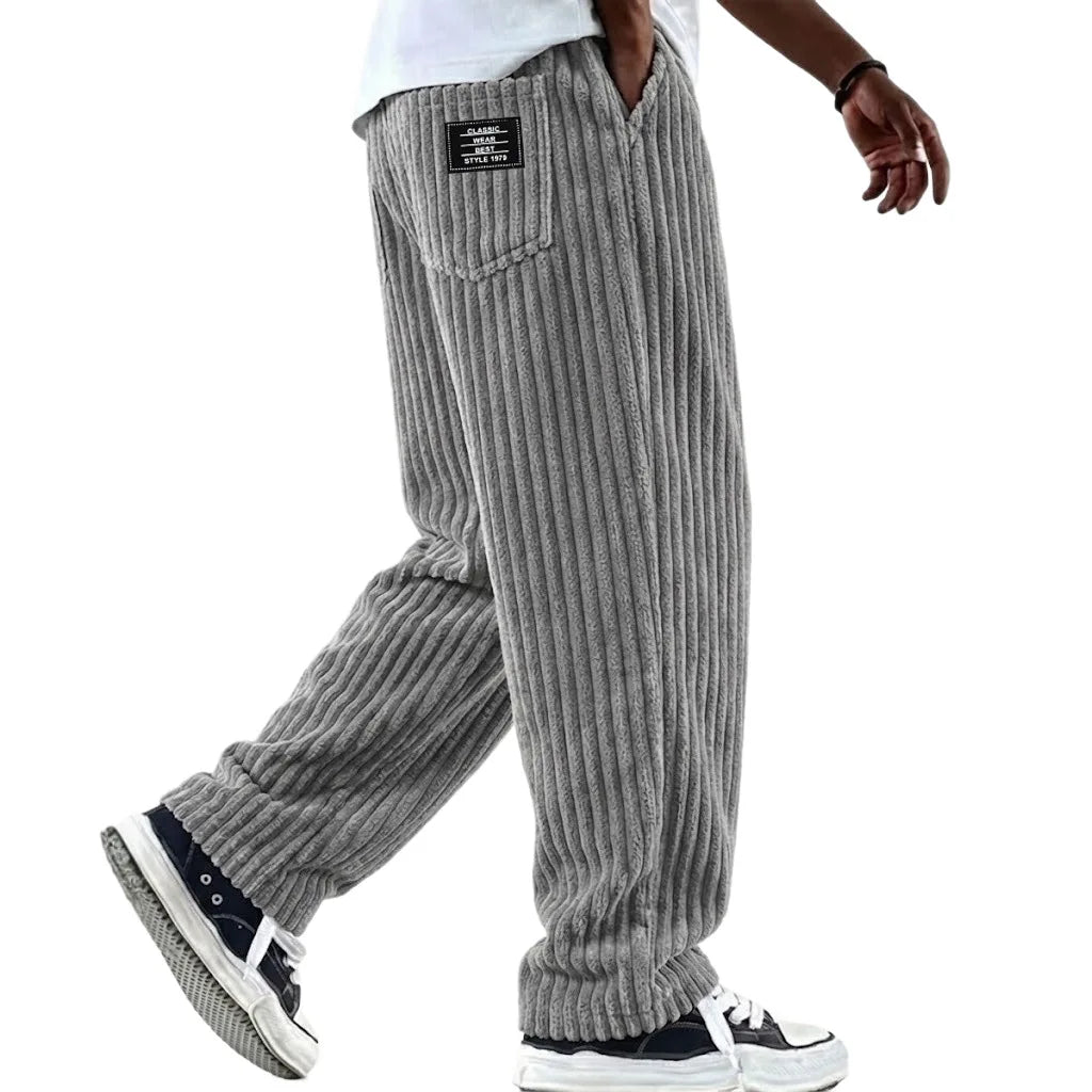 Men’s Retro Striped Corduroy Pants