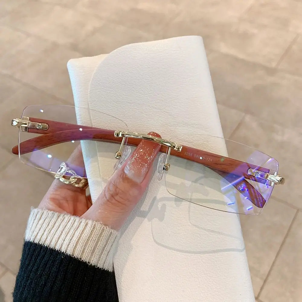 Trendy Rectangle  Rimless Punk Sunglasses UV400