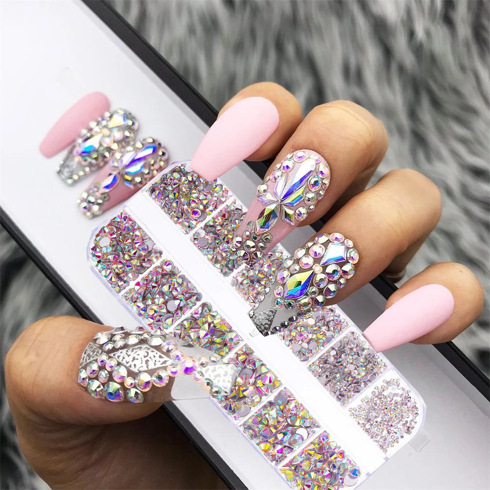 12Gird 3D Glass Crystal Nail Art