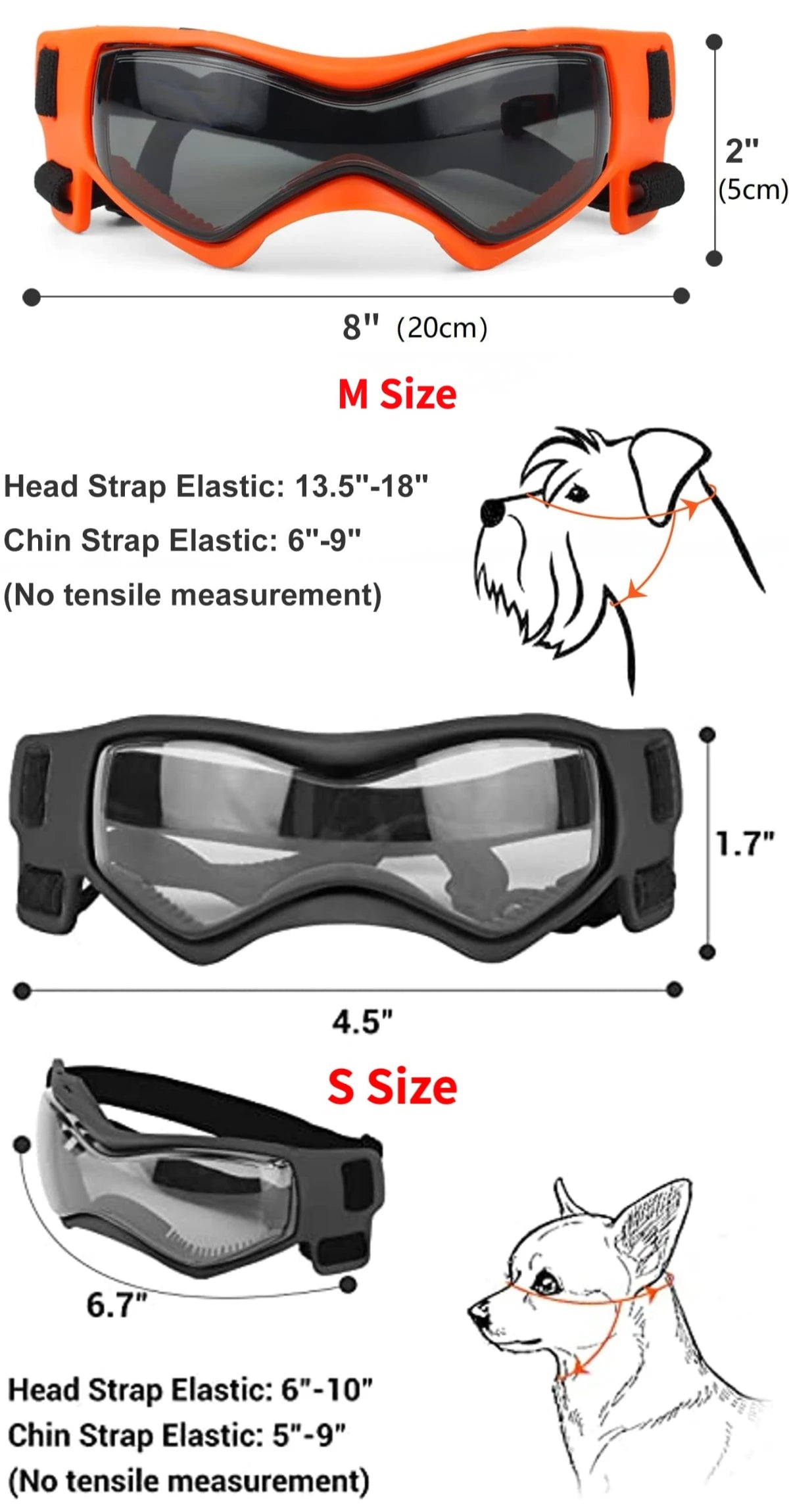 Dog and cat UV-protection goggles with adjustable straps for small to medium pets.