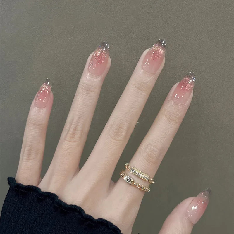 24pcs French Almond Press on Nails