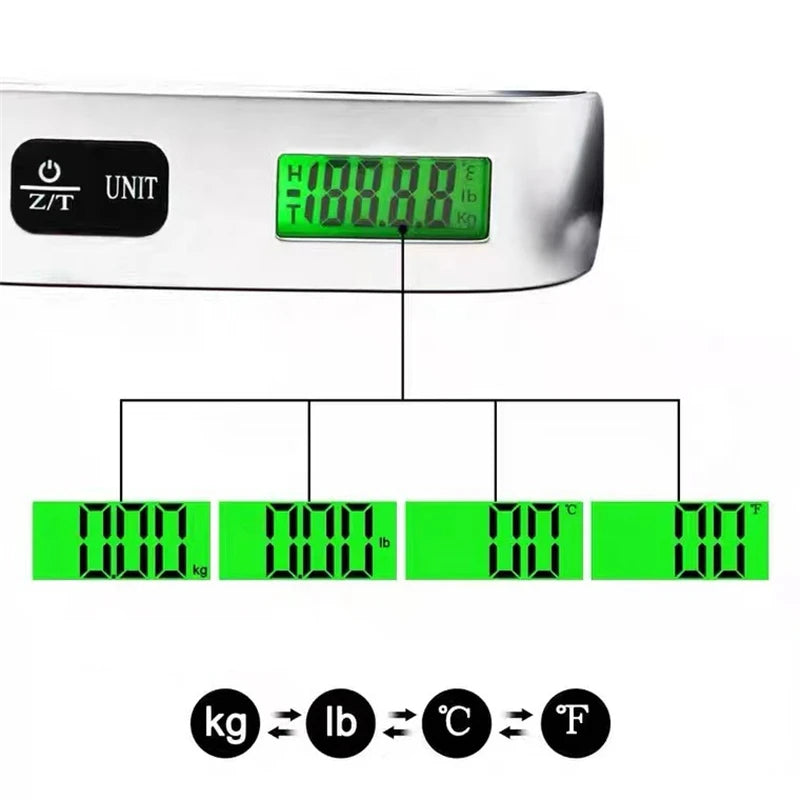 Portable Scale Digital LCD Display 110lb/50kg Electronic Luggage Hanging Suitcase